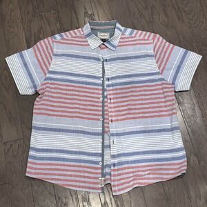 Flag & Anthem Men's XL Striped Short Sleeve Shirt Red Blue‎ White